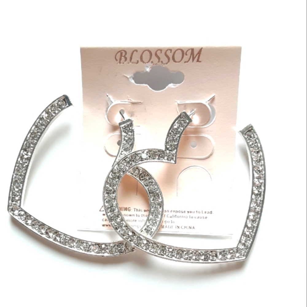 Blossom Silver Heart Hoop Earrings